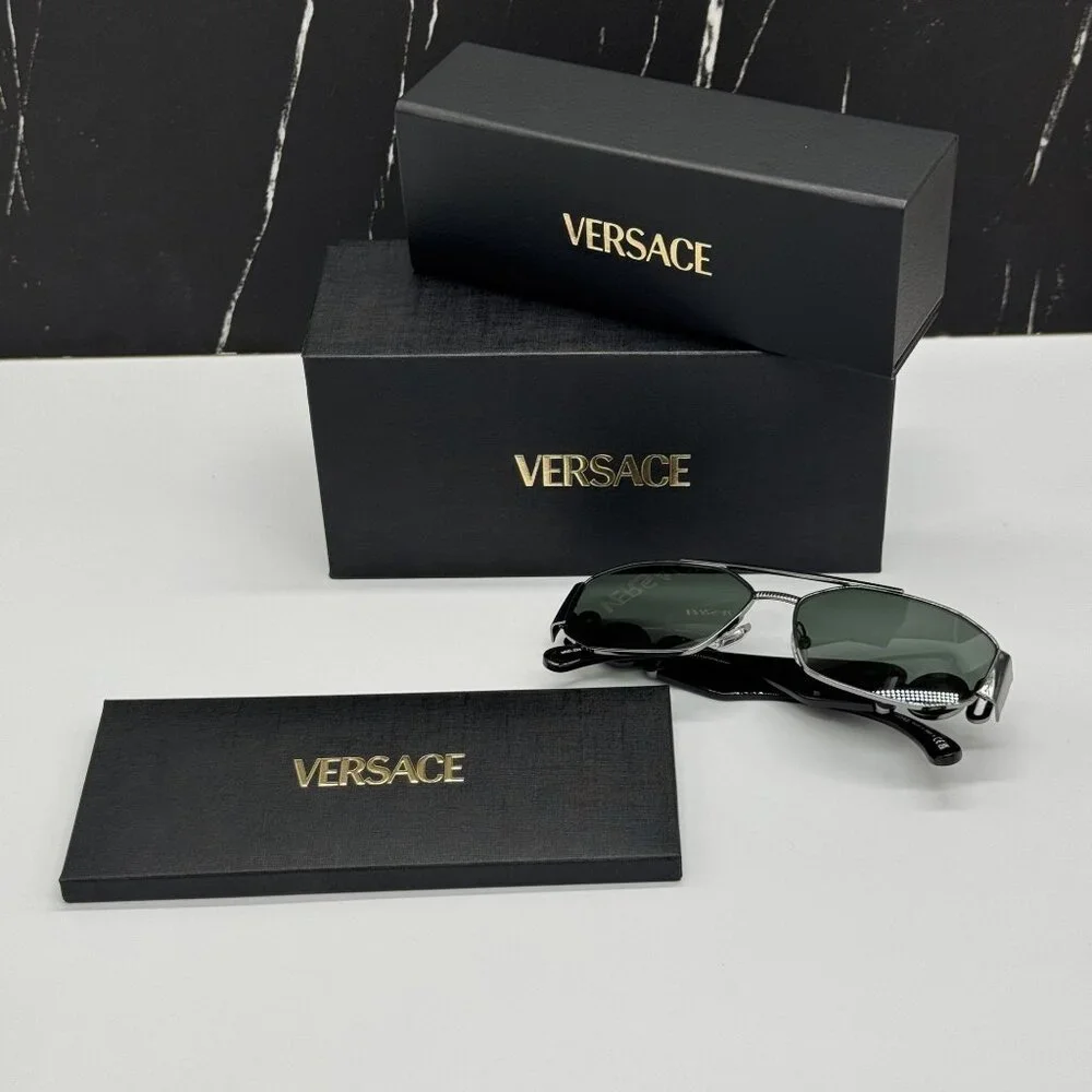 NEW VERSACE VE2287 100171 BLACK/GREEN SUNGLASSES VE2287 1001/71, MOD 2287 1001/7